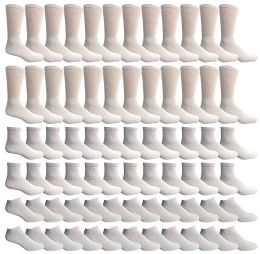 72 Wholesale Yacht & Smith Bulk Thick Cotton Socks Wholesale Men, Womans Or Kids Crew Cut, Ankle And Low Cut Mix Sport Socks - 72 Pairs (solid White, Kids 6-8)