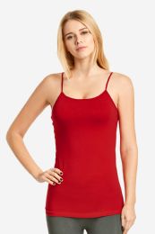 72 Wholesale Mopas Ladies Camisole With Self Fabric Binding In Red
