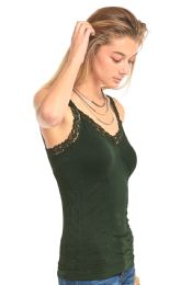 72 Pieces Mopas Ladies Wrinkled Camisol With Lace In Dark Grey - Womens Camisoles & Tank Tops