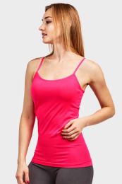 72 Wholesale Sofra Ladies Poly Camisole In Hot Pink