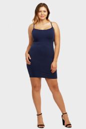 72 Wholesale Sofra Ladies Long Poly Camisole Plus Size In Navy