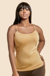72 Wholesale Sofra Ladies Poly Camisole Plus Size In Beige