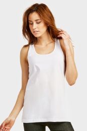 72 Wholesale Cottonbell Ladies Loose Fit Jersey Tank Top In White Size Small