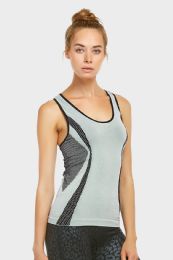 60 Wholesale Sofra Ladies Sports Design Tank Top In Light Grey And Black
