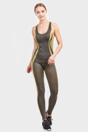 60 Wholesale Sofra Ladies Sports Design Tank Top In Grey And Yellow