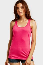 72 Wholesale Sofra Ladies Scalloped Tank Top In Hot Pink
