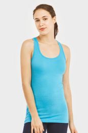 72 Wholesale Sofra Ladies Racerback Jersey Tank Top In Aqua