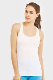 72 Wholesale Sofra Ladies Racerback Jersey Tank Top In White