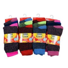24 Pairs Women's Thermal Crew Socks 9-11 [assorted] - Mens Crew Socks