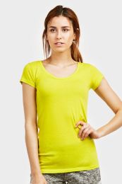 72 Wholesale Sofra Ladies Round Neck T Shirt In Yellow
