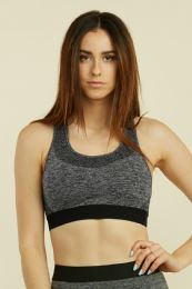 72 Pieces Mopas Ladies Sports Bra With Pad In Heather Grey - Womens Active Wear