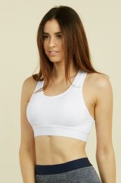 72 Pieces Mopas Ladies Sports Bra With Pad In White - Womens Active Wear