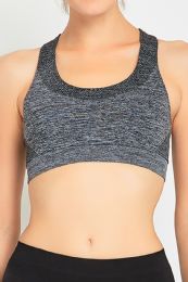 72 Pieces Sofra Ladies Seamless Sports Bra In Heather Grey - Womens Active Wear