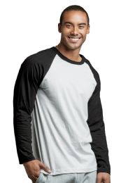 30 Wholesale Top Pro Mens Long Sleeve Baseball Tee In Black And White Size Large