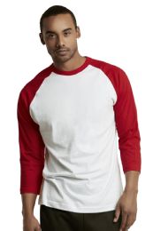 30 Wholesale Top Pro Mens Baseball Tee In Red And White Size Medium