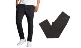 24 Units of Men's SliM-Fit Cotton Stretch Chino Pants Solid Black Size 32-32 Only - Mens Pants
