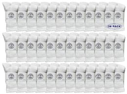 36 Wholesale Yacht & Smith Wholesale Kids Crew Socks,with Free Shipping Size 6-8 (white)
