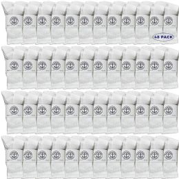 48 Pairs Yacht & Smith Wholesale Kids Crew Socks, With Free Shipping Size 6-8 (white) - Boys Crew Sock