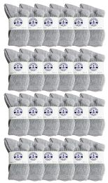 24 Wholesale Yacht & Smith Kid's Cotton Terry Cushioned Gray Crew Socks