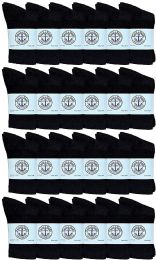 24 Wholesale Yacht & Smith Kid's Cotton Terry Cushioned Athletic Black Crew Socks