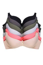 144 Pieces Sofra Ladies Full Cup Plain Cotton D Cup Bra - Womens Bras And Bra Sets
