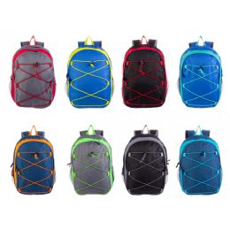24 Pieces 17" Bungee Wholesale Backpacks In 8 Assorted Colors - School and Office Supply Gear