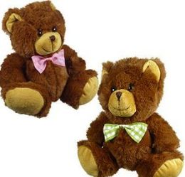 12 Wholesale Plush Brown Bears With Checkered Bow Ties