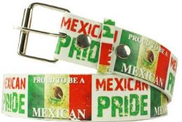 96 Wholesale Mexican Pride Printed Belt
