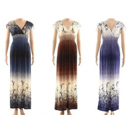 48 of Women Fashion Printed Summer Dress Assorted Colors