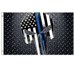 24 Pieces 3'x5' Blue Lives Matter Flag Skull - Flag