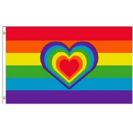 24 Bulk 3x5 Rainbow Flag With Rainbow Heart