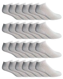 24 Wholesale Yacht & Smith Men's Cotton Terry Cushioned No Show Ankle Socks, Size 10-13 White