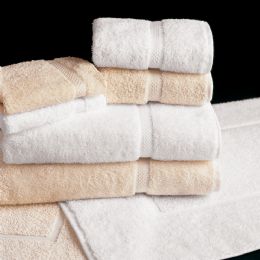 12 Wholesale Deluxe Size Heavy Weight White And Ecru Colored Bath Towel Size 27x50