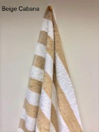 Monarch Beige And White Cabana Striped Beach Towel Size 30x70