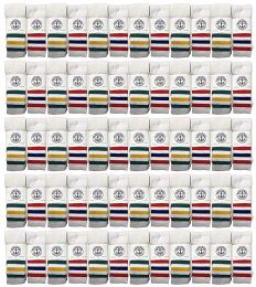 120 Pairs Yacht & Smith Wholesale Kids Tube Socks, With Free Shipping Size 4-6 (white W/stripes) - Boys Crew Sock