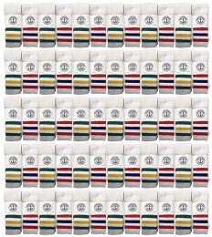 240 Pairs Yacht & Smith Wholesale Kids Tube Socks, With Free Shipping Size 4-6 (white W/stripes) - Boys Crew Sock