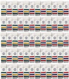 72 Pairs Yacht & Smith Wholesale Kids Tube Socks,with Free Shipping Size 4-6 (white W/stripes) - Boys Crew Sock