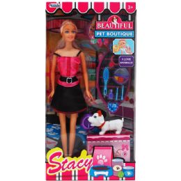 12 Wholesale 11.5" Stacy Doll W/ Pets & Accss In Window Box, 2 Assrt