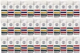 36 Pairs Yacht & Smith Kid's Cotton Terry Cushioned White With Stripes Crew Socks - Boys Crew Sock