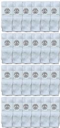 24 Pairs Yacht & Smith Kids 12 Inch Cotton Tube Socks Solid White Size 6-8 - Boys Crew Sock