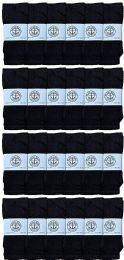 24 Wholesale Yacht & Smith Kids 12 Inch Cotton Tube Socks Solid Black Size 6-8