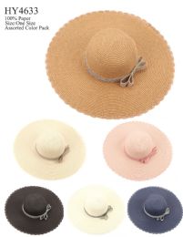 24 Pieces Women Fashion Large Brim Sun Hat With Bow - Sun Hats