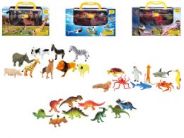 24 Pieces Jungle Dinosaur And Ocean Carry Case - Toy Sets