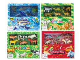 24 Pieces Dinosaur, Farm, Jungle & Ocean (4 Asstd.) - Toy Sets