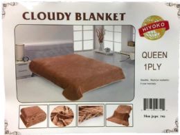 24 Wholesale One Ply Plain Brown Color Queen Size Blanket