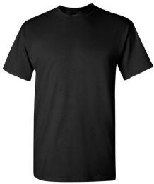 24 Wholesale Men's Gildan Cotton Crew Neck Black T Shirts Size Triplexl