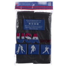 Men's Sport Tube Socks, Referee Style, Size 9-15 Solid Black Bulk Buy