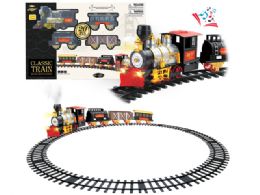 6 Pieces Classic Train Set With Light Sound & Smoke - Light Up Toys