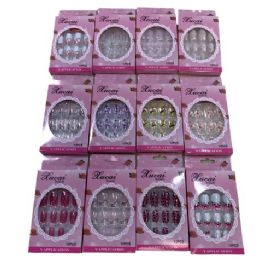 96 Wholesale Fashion Nails [asst Prints] Pink Package