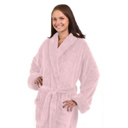 3 Units of Tahoe Fleece Shawl Collar Robe In Light Pink - Bath Robes